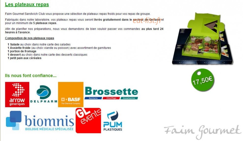 Faim gourmet Sandwich Club — carte page 2