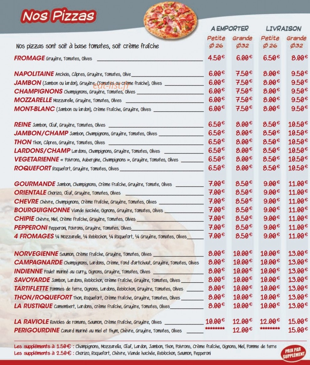 Festival Pizza — carte page 2