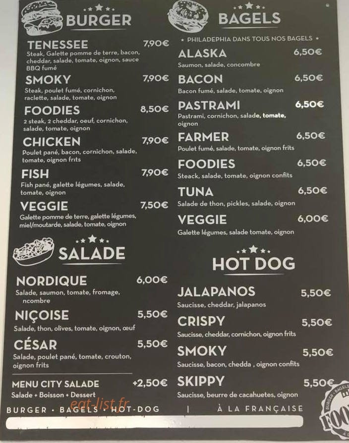 Foodies — carte page 1