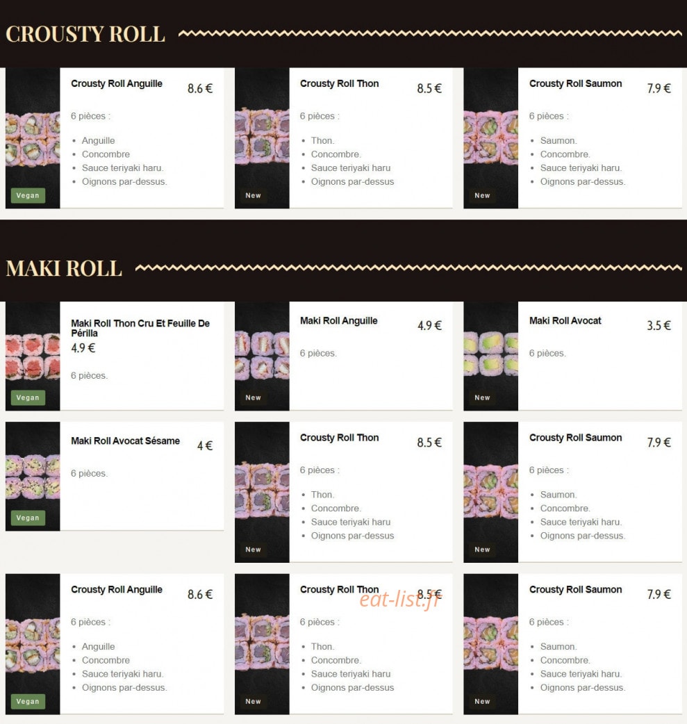 Haru Sushi Bar — carte page 6