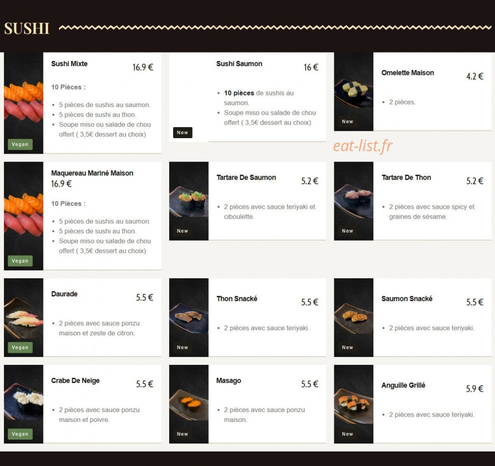 Haru Sushi Bar — carte page 8