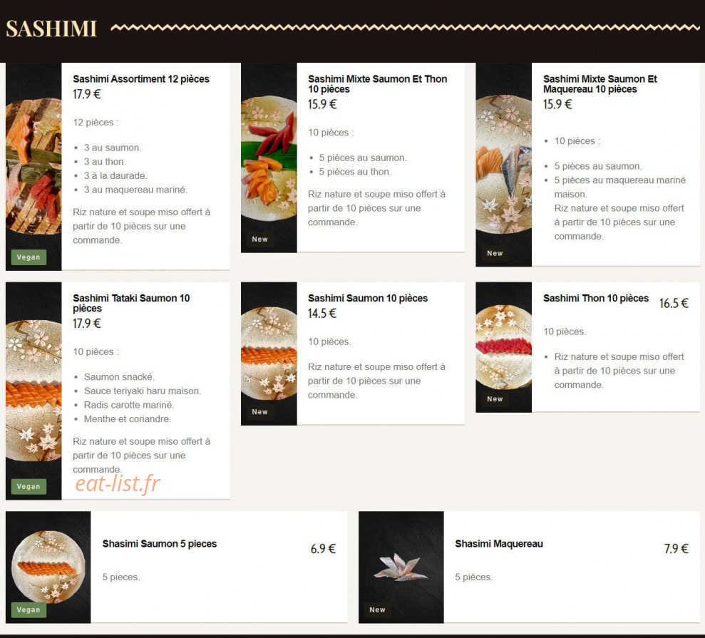 Haru Sushi Bar — carte page 7