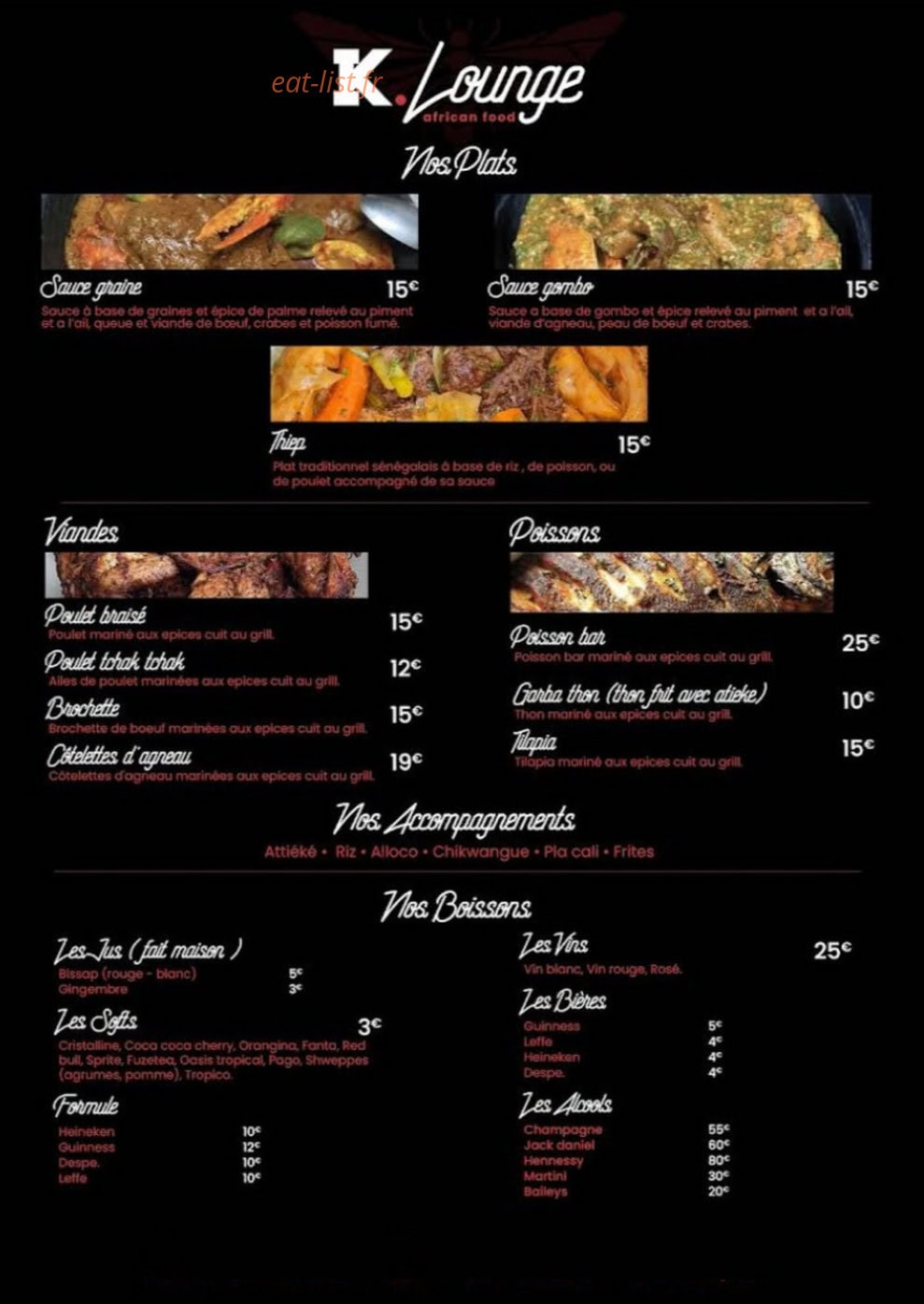 K Lounge — carte page 1