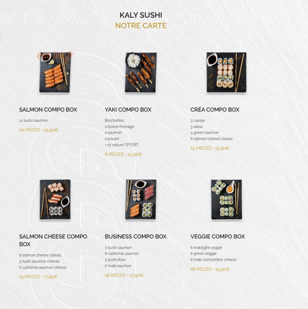 Kaly Sushi — carte page 2
