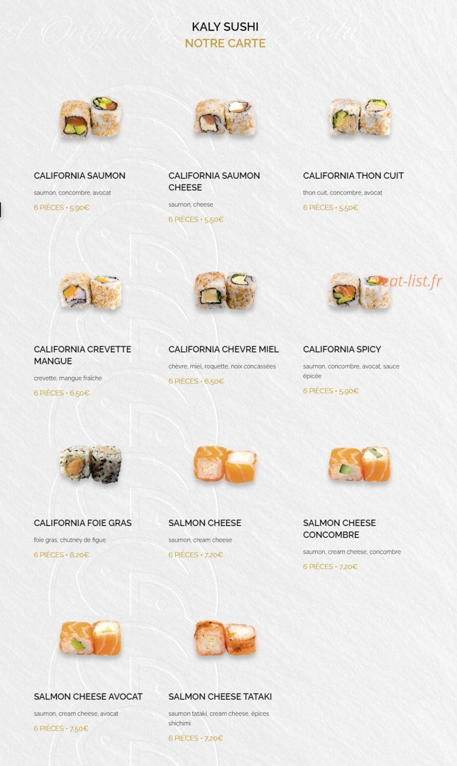 Kaly Sushi — carte page 12
