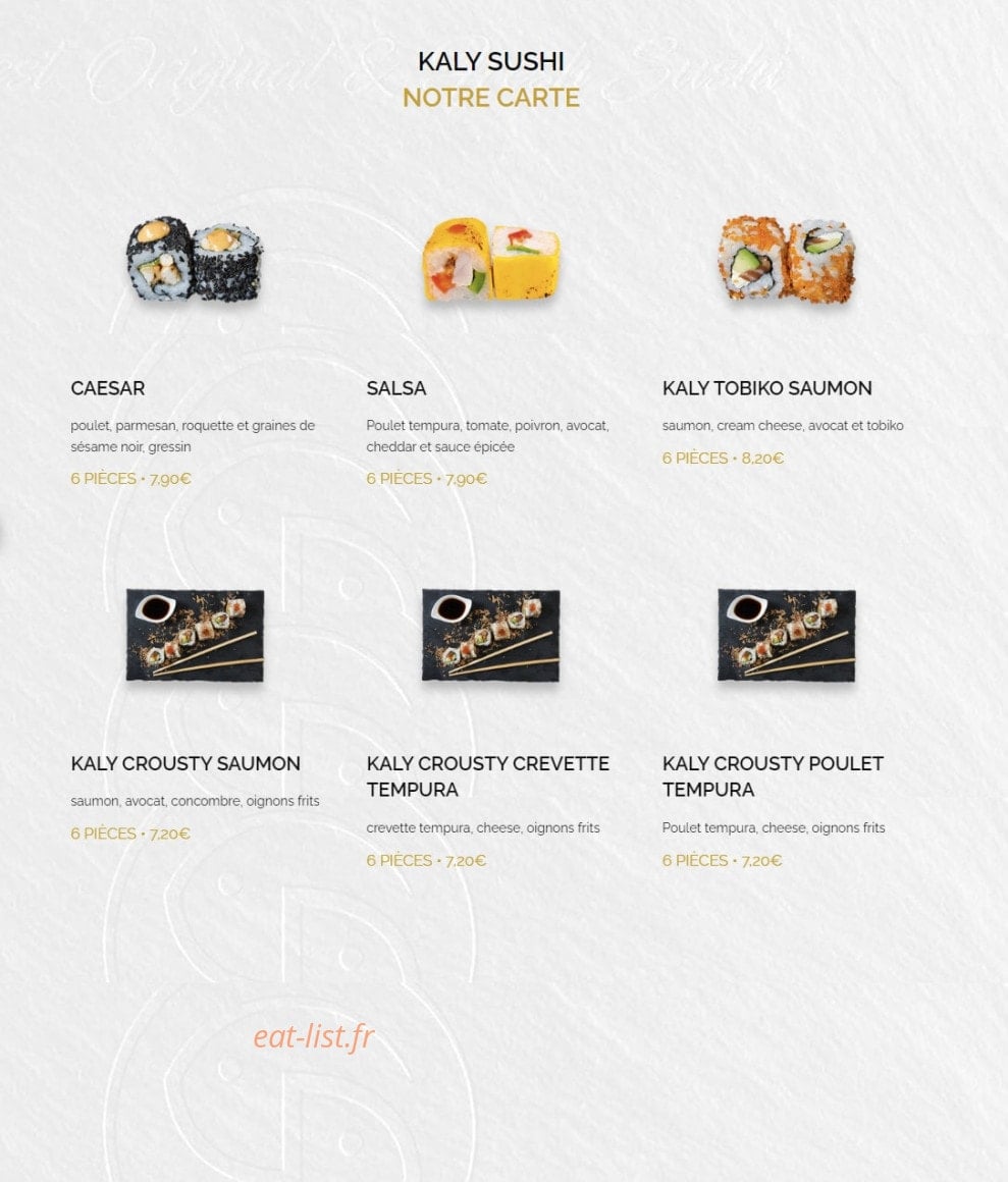Kaly Sushi — carte page 14