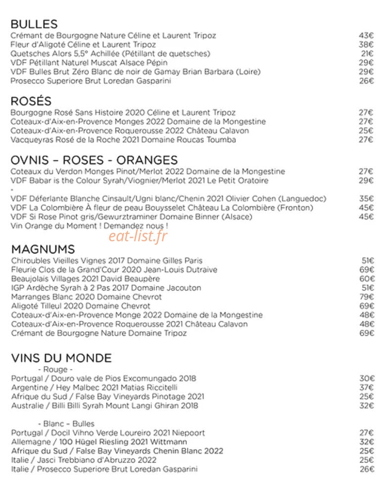 L'Amour de Nuit — carte page 3