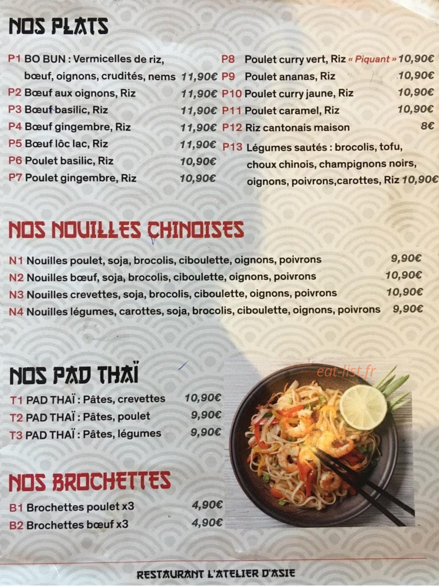 L'Atelier D'Asie — carte page 3
