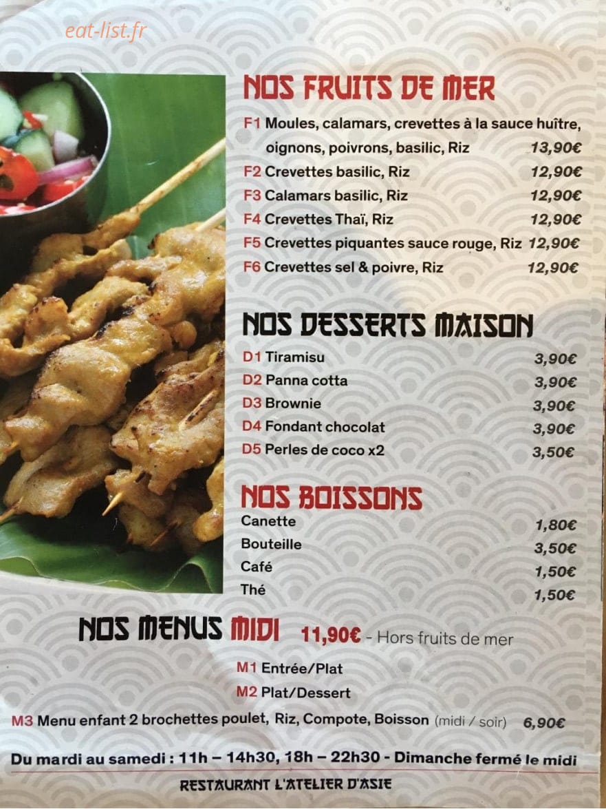 L'Atelier D'Asie — carte page 4