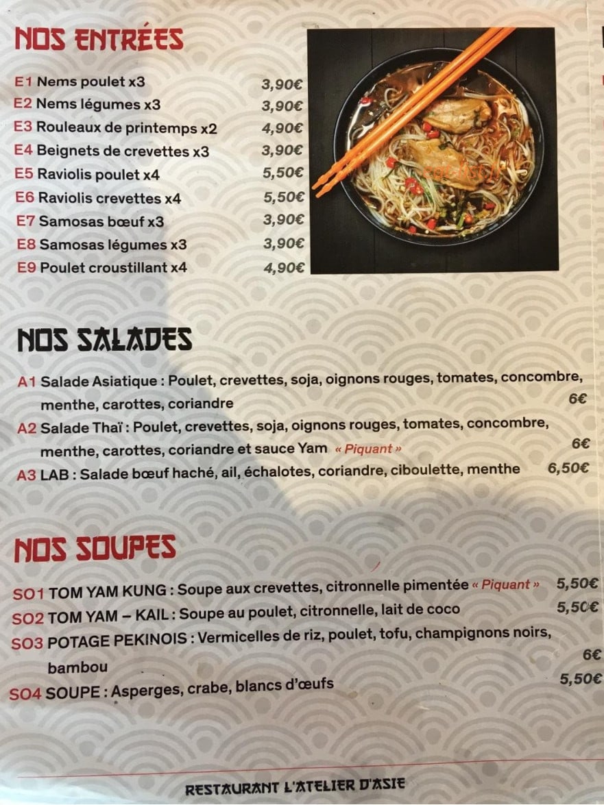 L'Atelier D'Asie — carte page 2