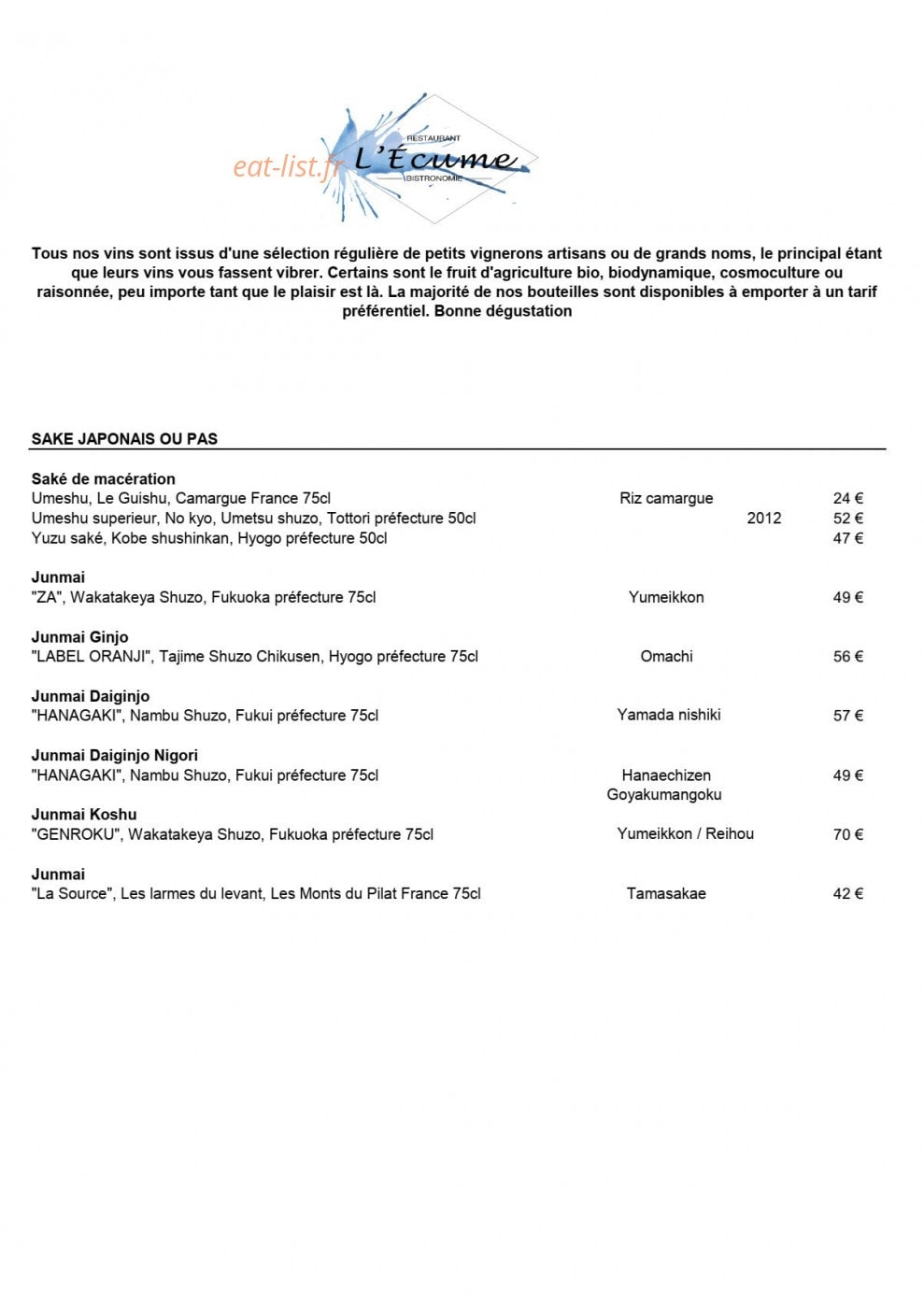 L'Ecume — carte page 1