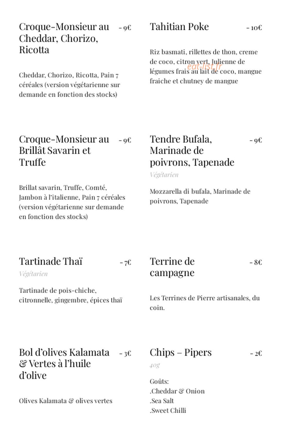 La Baignoire — carte page 1