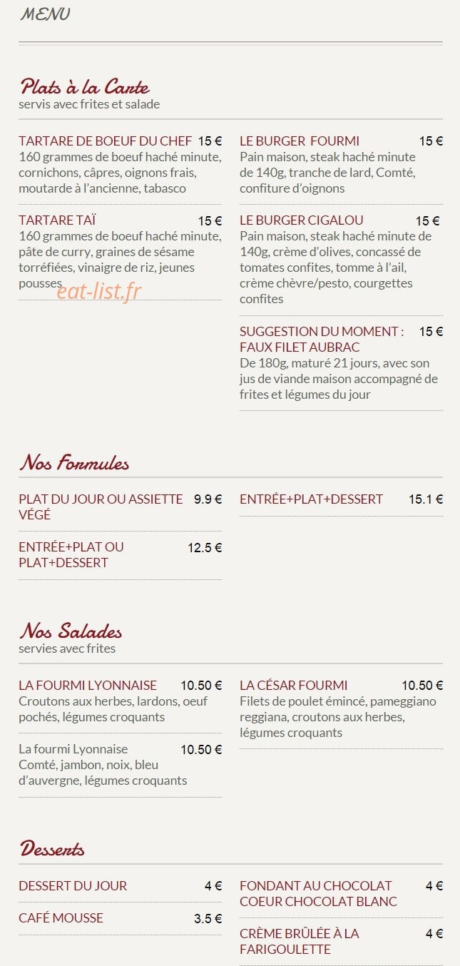 La Fourmilière — carte page 1