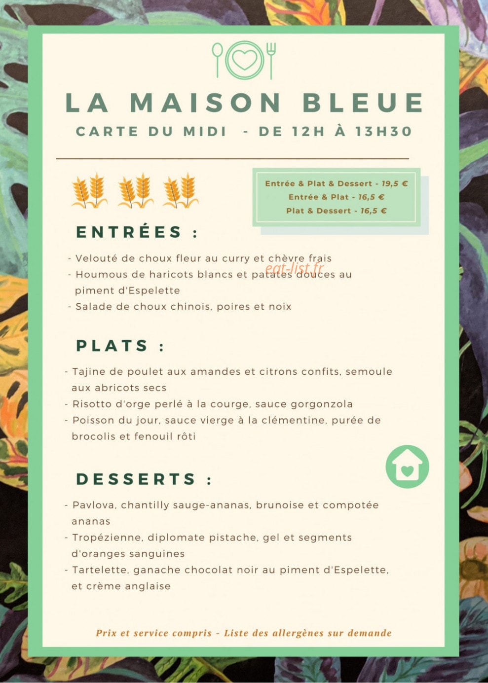 La Maison Bleue — carte page 3