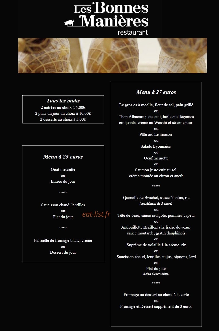 Les Bonnes Manières — carte page 2