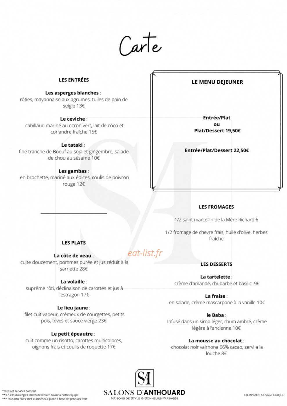 Les Salons d'Anthouard — carte page 1
