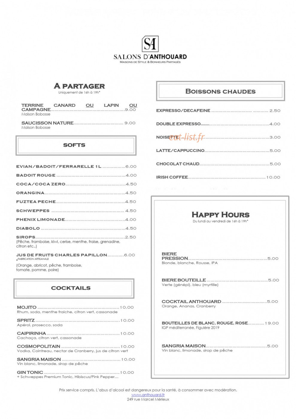 Les Salons d'Anthouard — carte page 2