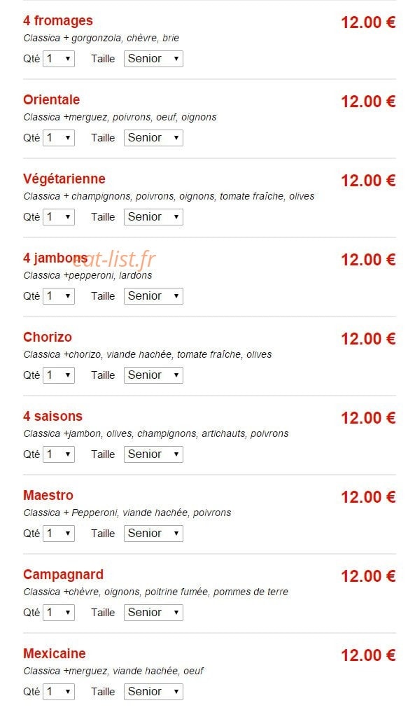 Maestro Pizza — carte page 3