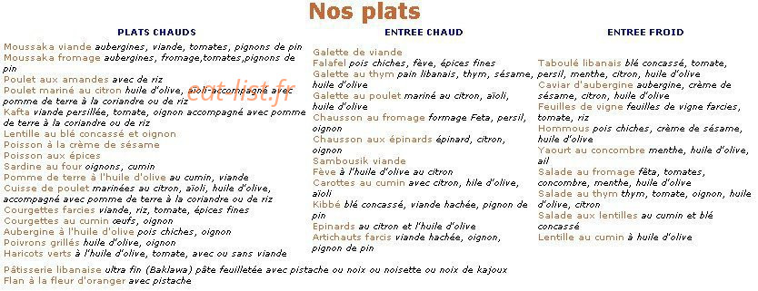 Meza Libanais — carte page 2