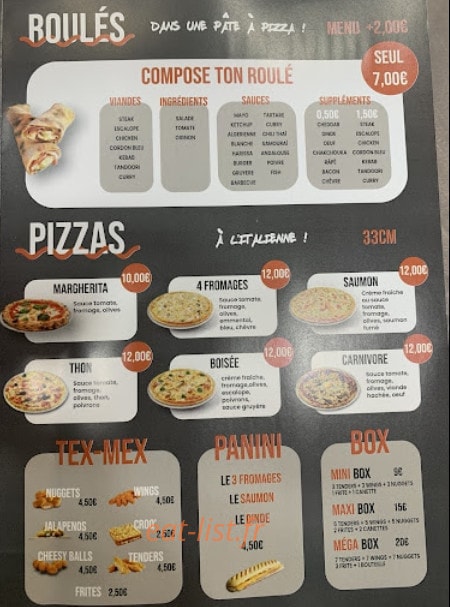 Night Burger — carte page 1