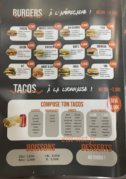 Night Burger — carte page 2