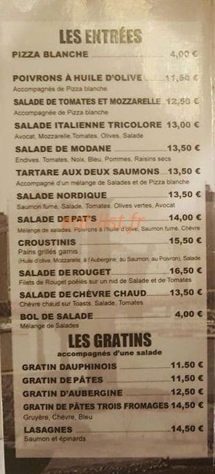 Pat's Caffe — carte page 1
