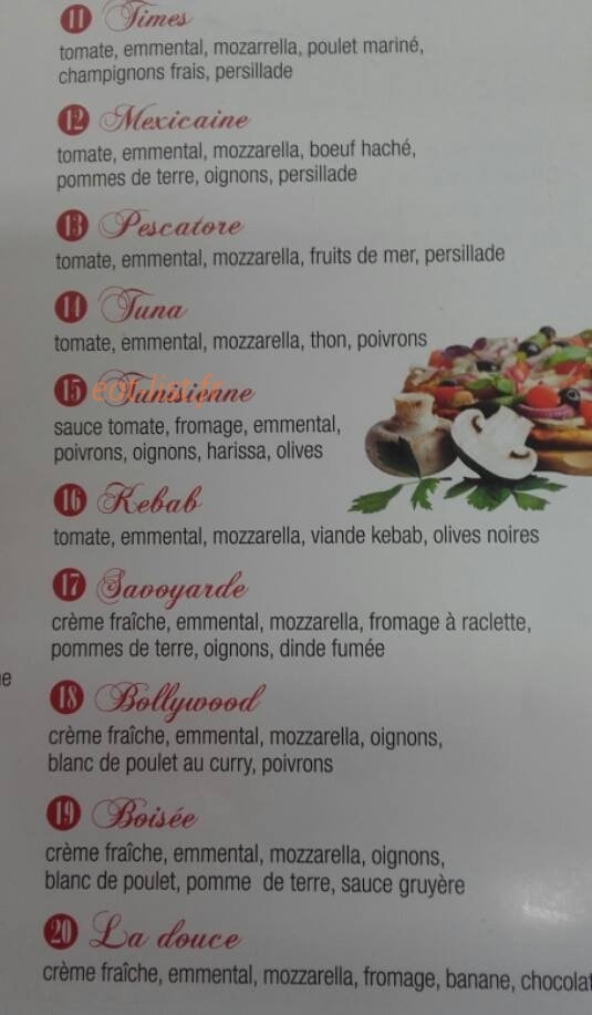Pizza de la Voute — carte page 2