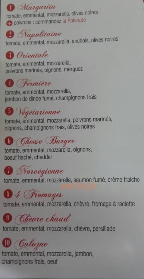 Pizza de la Voute — carte page 1