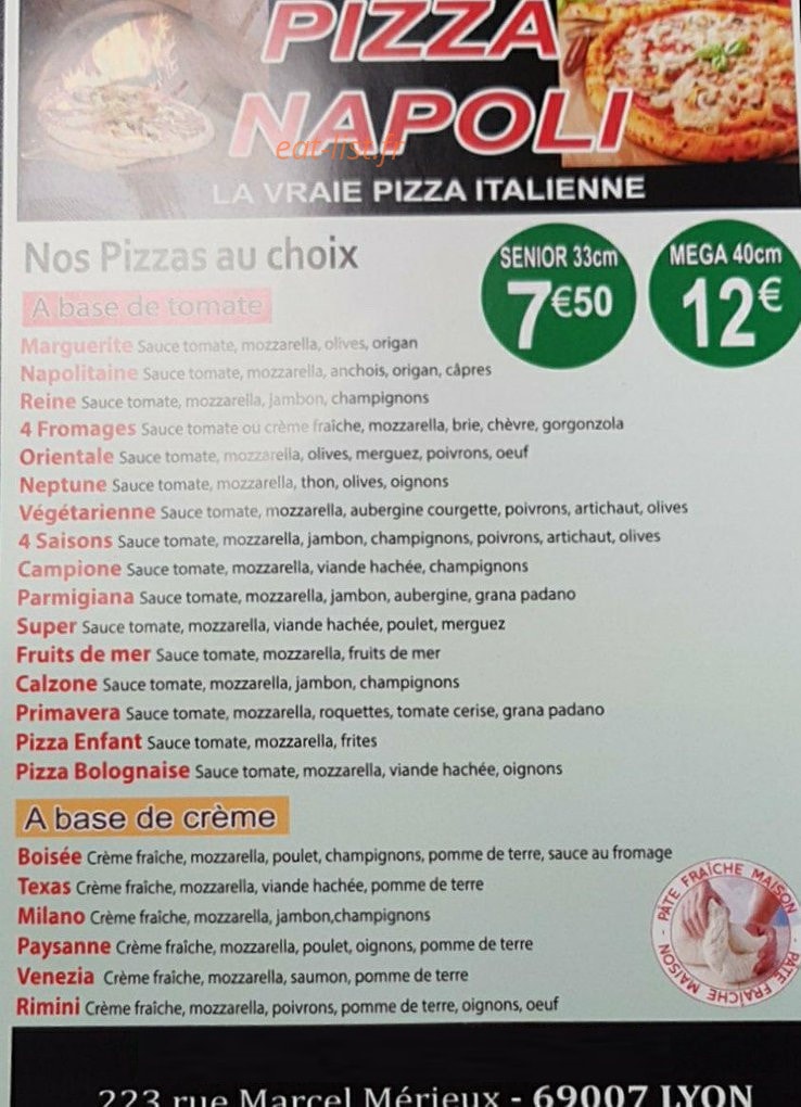 Pizza Napoli — carte page 1