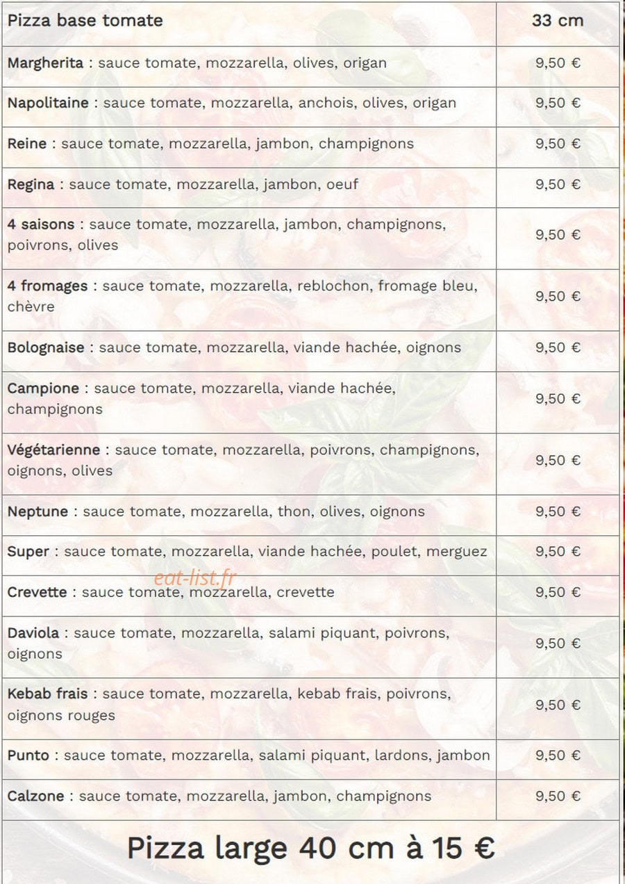 Punto Pizza — carte page 2