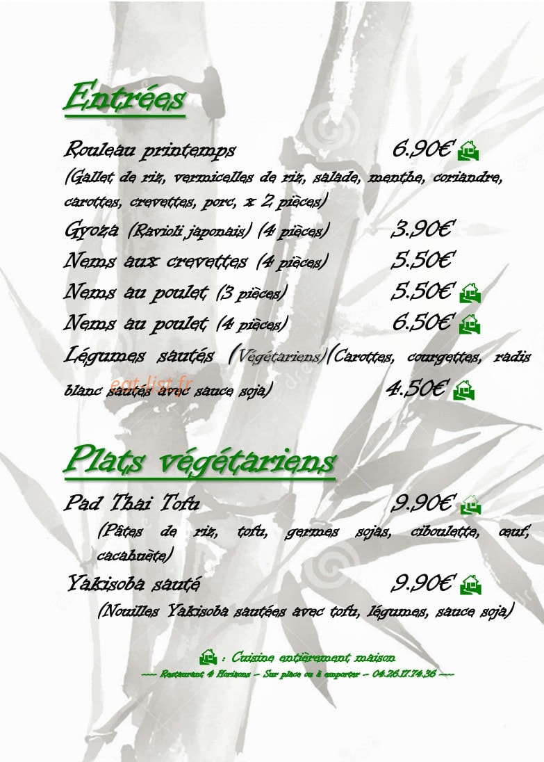 Restaurant 4 Horizons — carte page 2