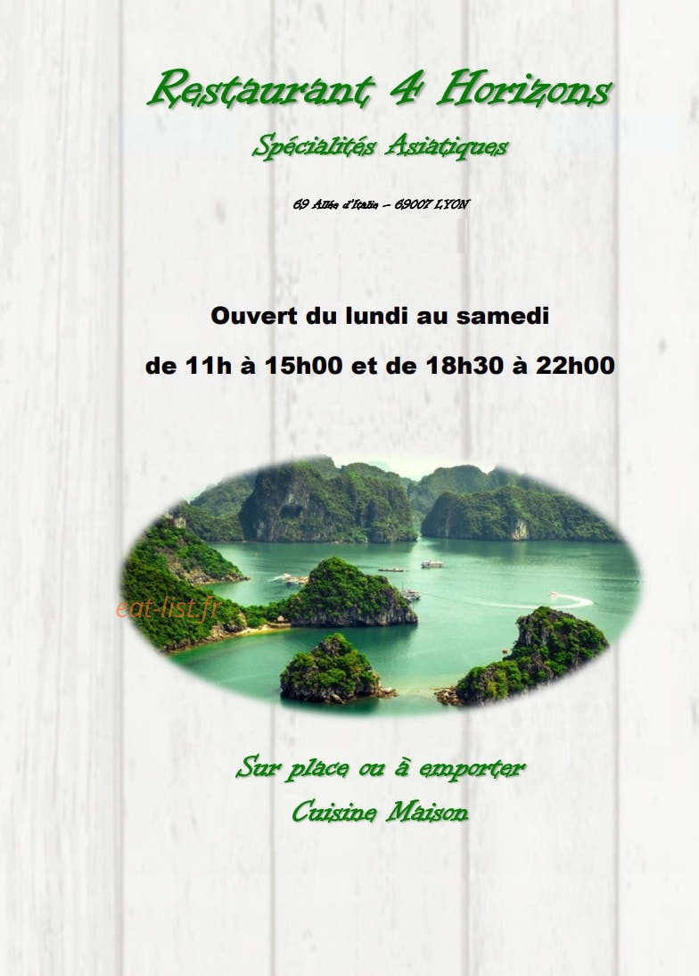 Restaurant 4 Horizons — carte page 1