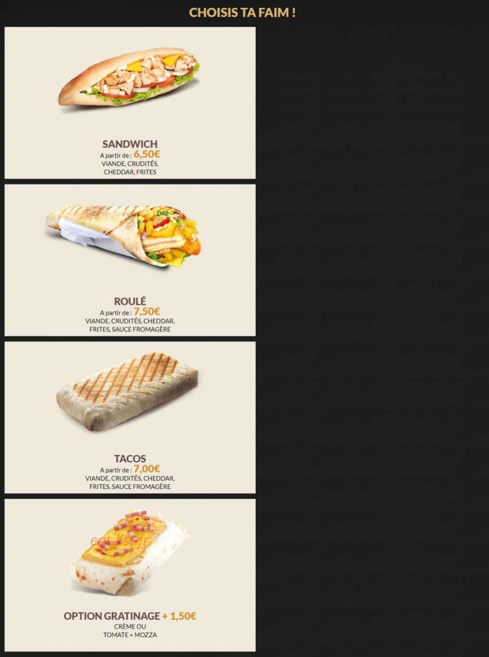 Royal Burger — carte page 2
