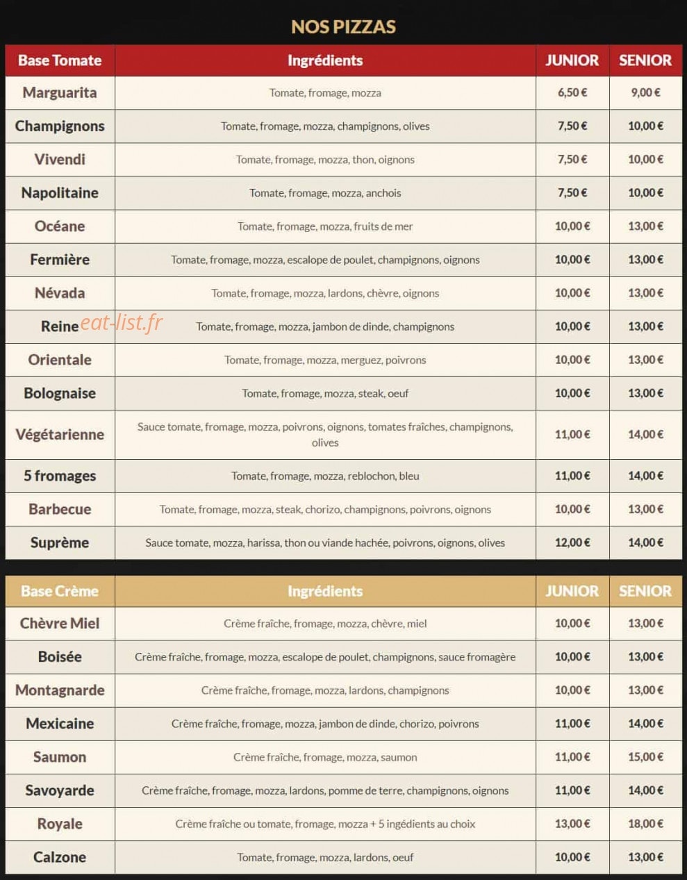 Royal Burger — carte page 1