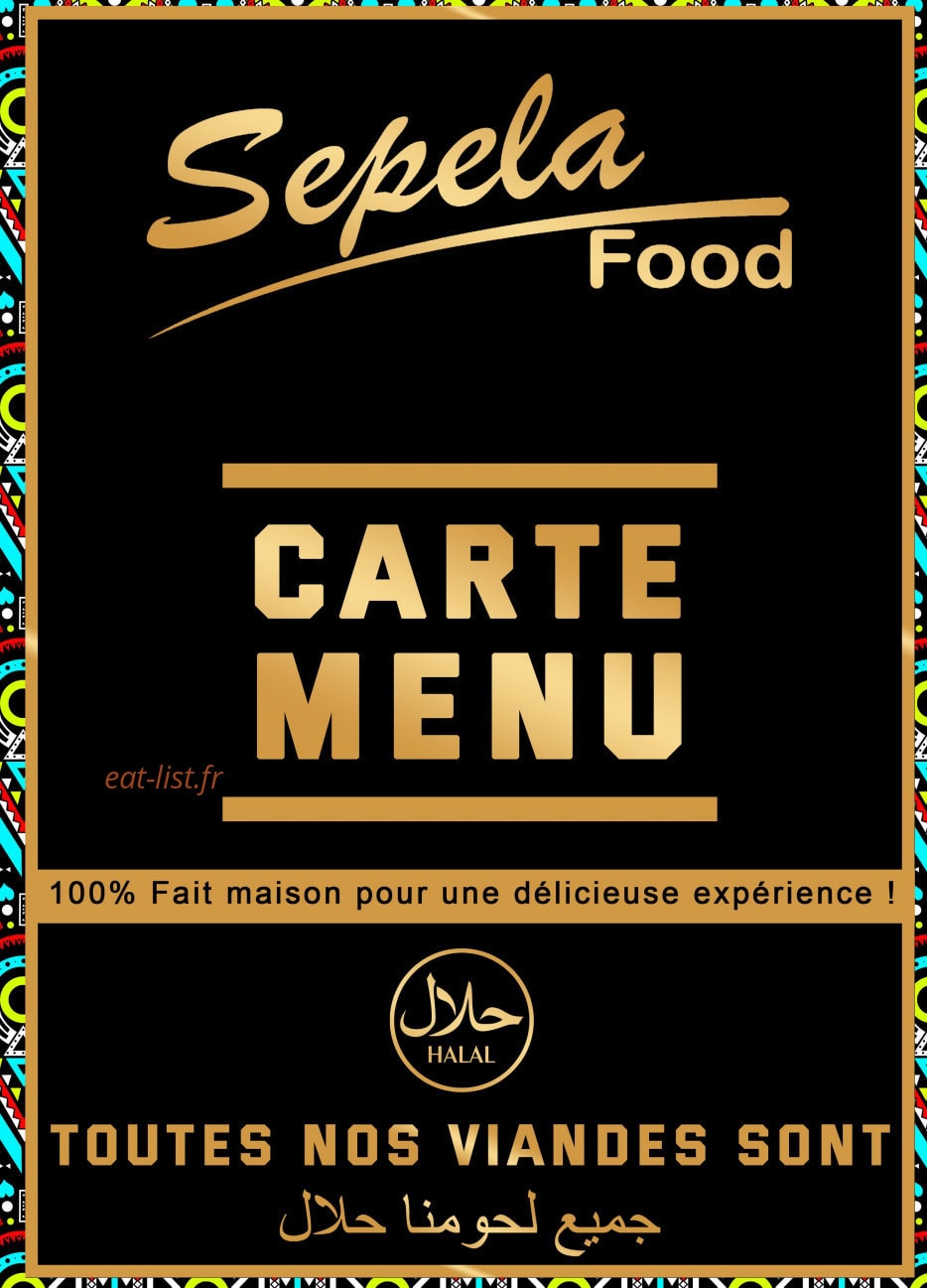 Sepela Food — carte page 1