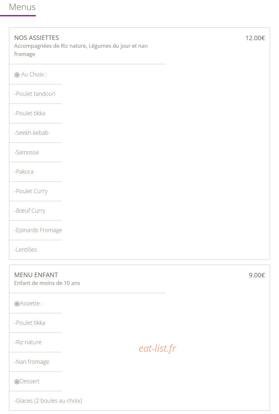 Shahi Masala — carte page 4