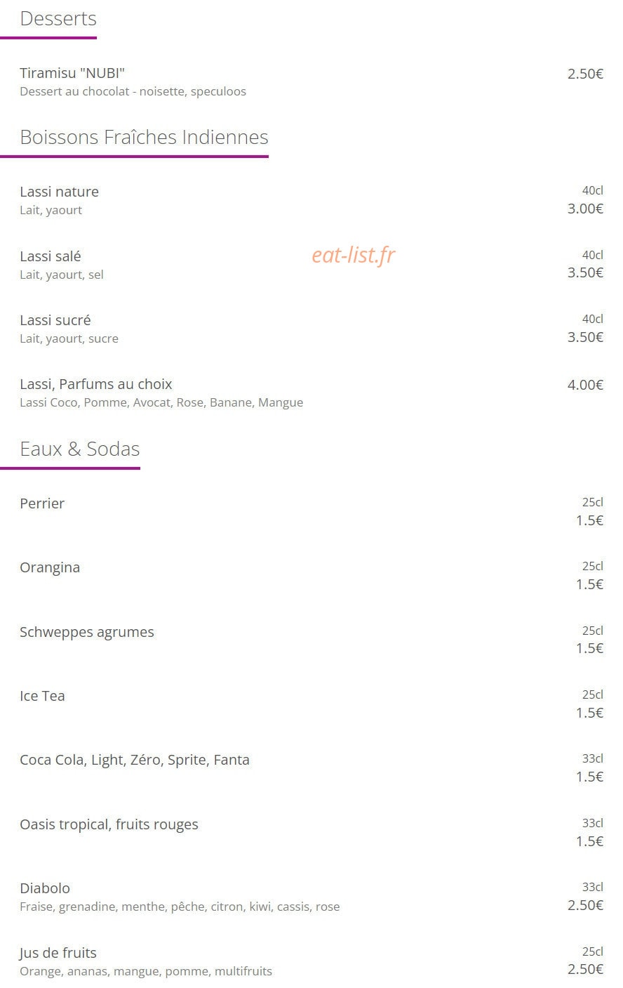 Shahi Masala — carte page 6