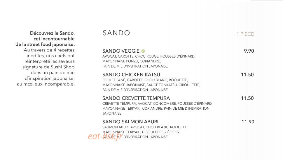 Sushi Shop — carte page 15