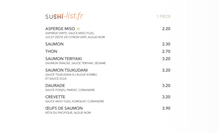 Sushi Shop — carte page 19