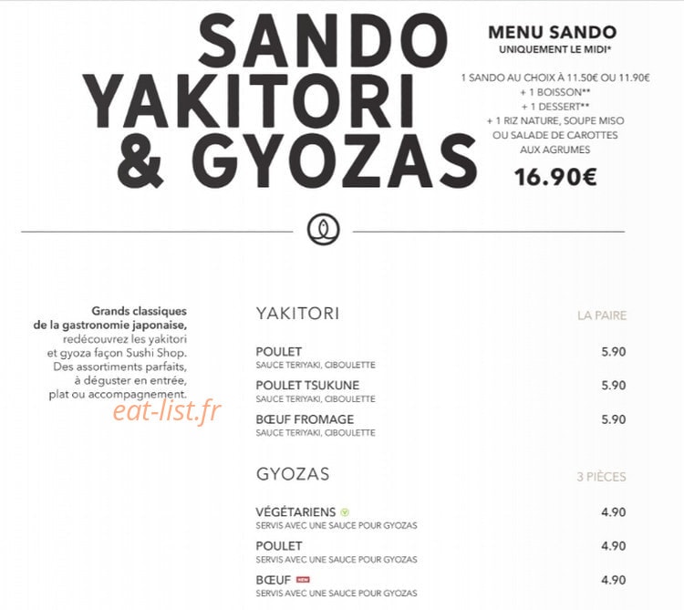 Sushi Shop — carte page 16