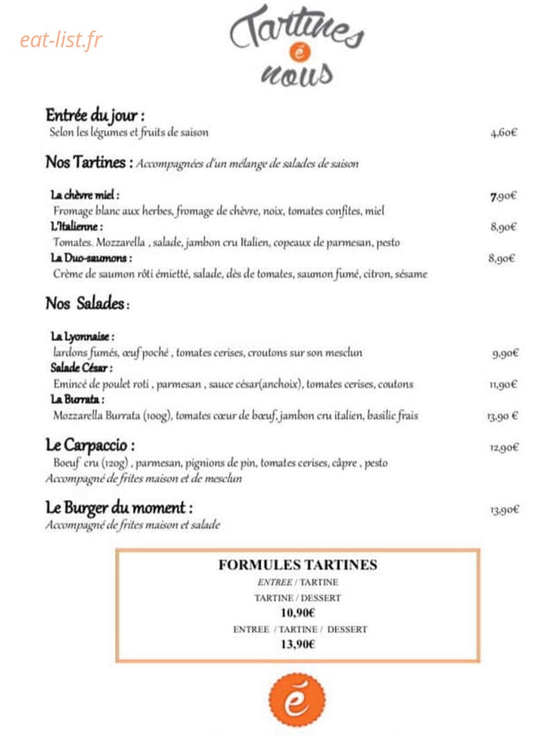 Tartines é nous — carte page 2