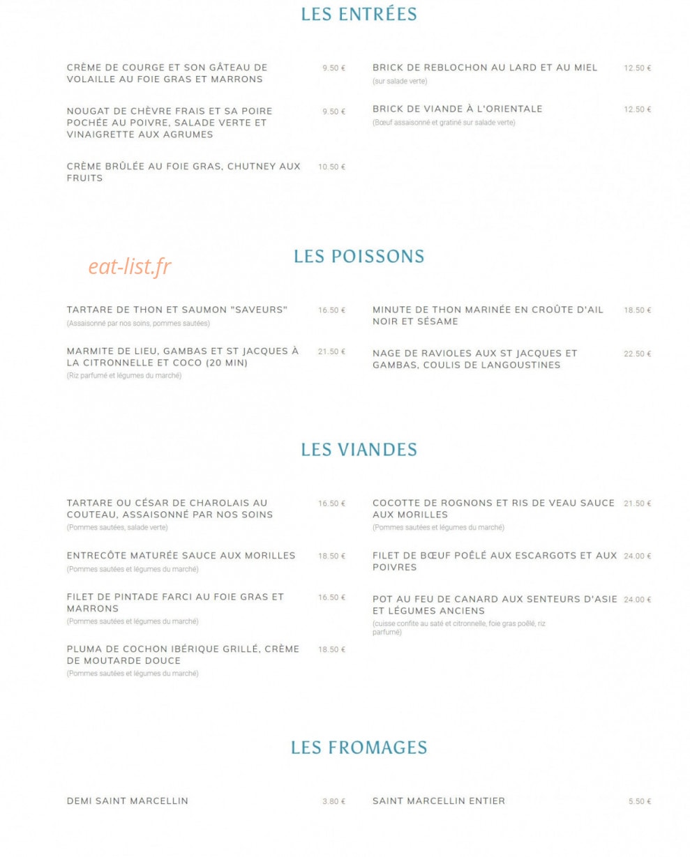 Aux Phils Des Saveurs — carte page 1