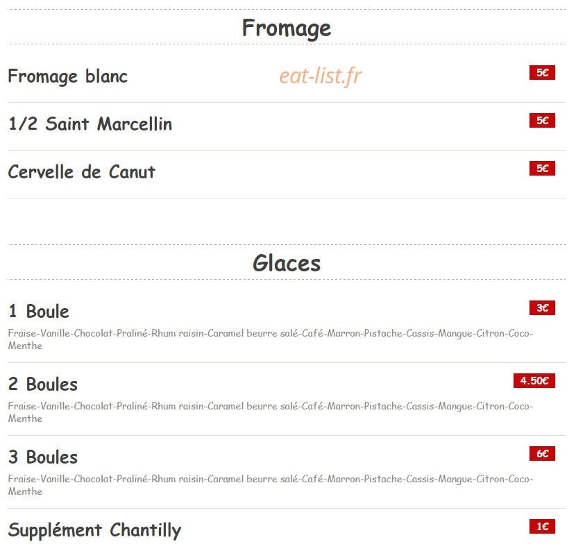Bar des Champ's — carte page 4