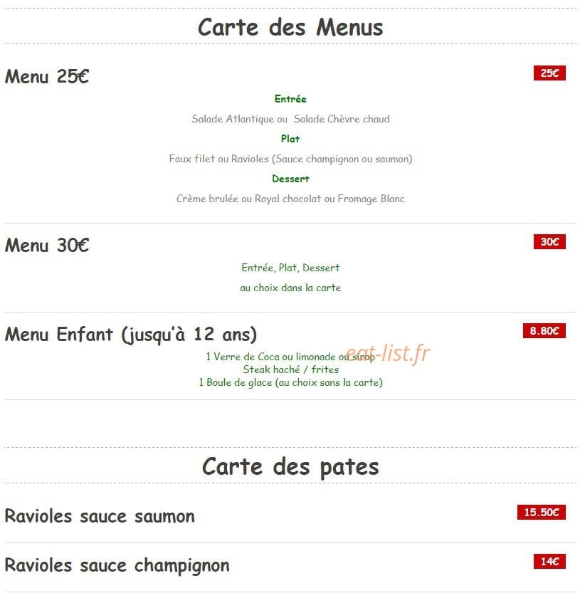 Bar des Champ's — carte page 5
