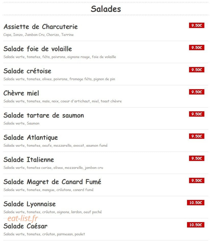 Bar des Champ's — carte page 2