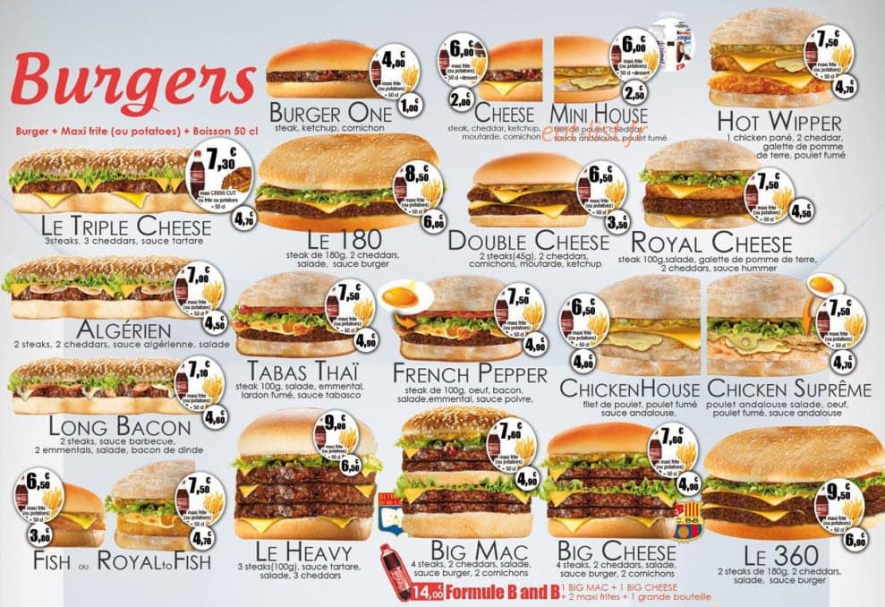 Big and Burger — carte page 1