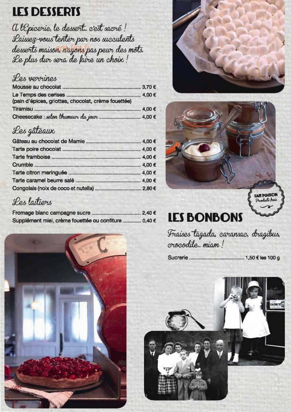 Bistrot à tartines — carte page 6