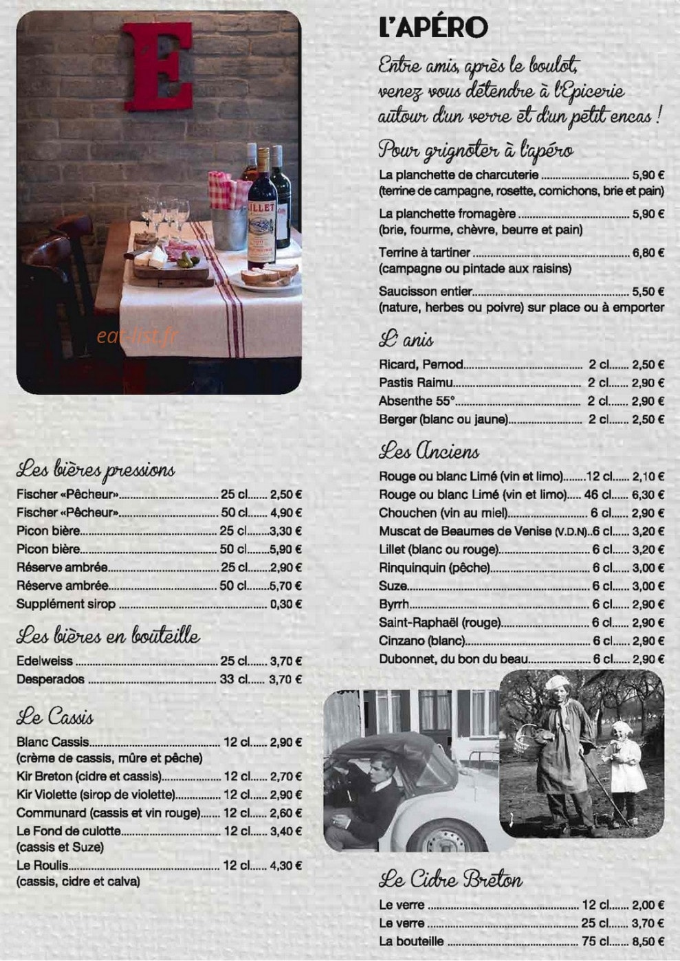 Bistrot à tartines — carte page 2