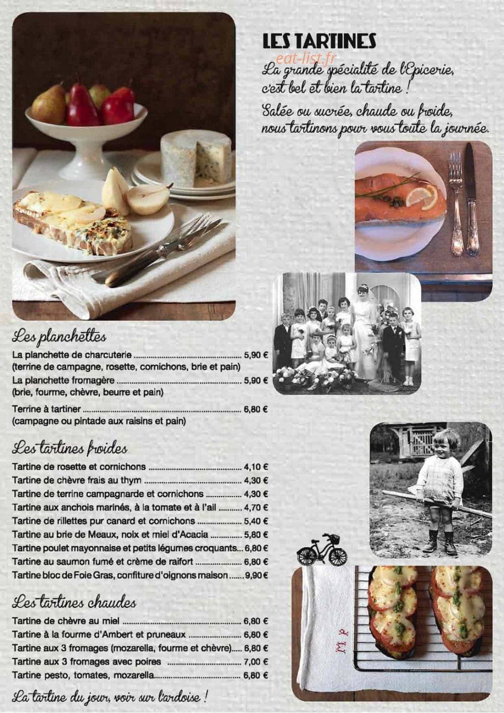 Bistrot à tartines — carte page 4