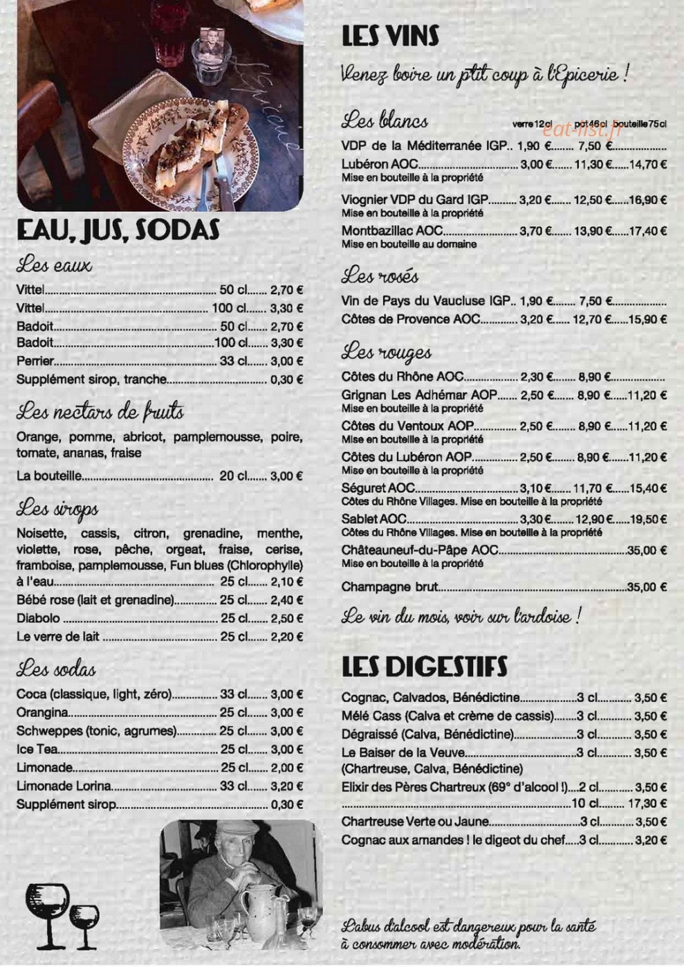 Bistrot à tartines — carte page 3
